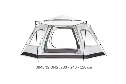 TentUp – Tente hexagonale 3 à 4 personnes 280 × 240 × 158 cm avec sac de transport