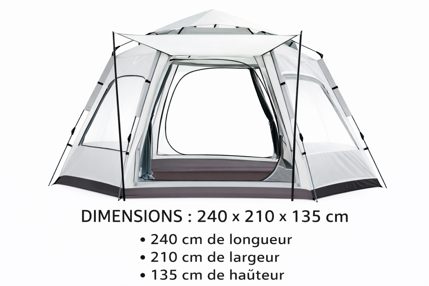 TentUp – Tente hexagonale 2 à 3 personnes 240 × 210 × 135 cm avec sac de transport